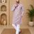 Lavender color white embroidery thread work with multi sequence silk men's kurta payjama set