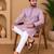 Lavender color white embroidery thread work with multi sequence silk men's kurta payjama set