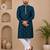 Teal color all over silver jari with embroidery buti matka silk men's kurta payjama set