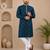 Teal color all over silver jari with embroidery buti matka silk men's kurta payjama set