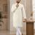 Off-white color all over silver jari with embroidery buti matka silk men's kurta payjama set