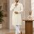 Off-white color all over silver jari with embroidery buti matka silk men's kurta payjama set