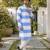 Royal blue color embroidery work & shading print cotton men's kurta payjama set