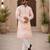 Peach color embroidery work & shading print cotton men's kurta payjama set
