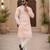 Peach color embroidery work & shading print cotton men's kurta payjama set