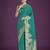teal green silk blend banarasi jacuard work saree with unstitched blouse piece