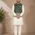 Off white-olive color embroidered daaman work shiny silk men's kurta payjama set