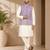 Off white-lavender color embroidered daaman work shiny silk men's kurta payjama set