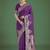 wine silk blend banarasi jacuard work saree with unstitched blouse piece