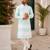 Sky blue color embroidery work & shading print cotton men's kurta payjama set