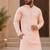 Peach color embroidery work & shading print cotton men's kurta payjama set