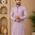 Lavender color white embroidery thread work with multi sequence silk men's kurta payjama set
