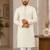 Off-white color all over silver jari with embroidery buti matka silk men's kurta payjama set