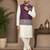 Off white-purple color embroidered daaman work shiny silk men's kurta payjama set