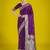 wine silk blend banarasi jacuard work saree with unstitched blouse piece