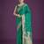 teal green silk blend banarasi jacuard work saree with unstitched blouse piece