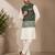 Off white-olive color embroidered daaman work shiny silk men's kurta payjama set