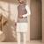 Off white-brown color embroidered daaman work shiny silk men's kurta payjama set