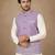 Off white-lavender color embroidered daaman work shiny silk men's kurta payjama set