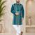 Teal color embroidery and silver sequence work silk men's kurta payjama set