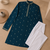 Teal color all over silver jari with embroidery buti matka silk men's kurta payjama set