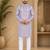 Lavender color embroidery and silver sequence work silk men's kurta payjama set