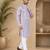 Lavender color embroidery and silver sequence work silk men's kurta payjama set