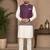 Off white-purple color embroidered daaman work shiny silk men's kurta payjama set