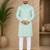 Pista color embroidery and silver sequence work silk men's kurta payjama set