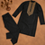 Black color elegant neck embroidery silk men's kurta payjama set