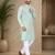 Pista color embroidery and silver sequence work silk men's kurta payjama set