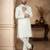 White color elegant neck embroidery silk men's kurta payjama set