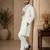 White color elegant neck embroidery silk men's kurta payjama set