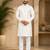 Beige color embroidery and silver sequence work silk men's kurta payjama set