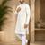 Beige color embroidery and silver sequence work silk men's kurta payjama set