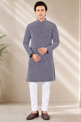 Maroon color handcrafted luckhnawi chikankari cotton men's kurta payjama set