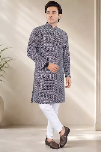 Maroon color handcrafted luckhnawi chikankari cotton men's kurta payjama set