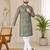 Olive green  color digital print with chikankari embroidery work rayon men's kurta payjama set