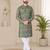 Olive green  color digital print with chikankari embroidery work rayon men's kurta payjama set