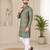 Olive green  color digital print with chikankari embroidery work rayon men's kurta payjama set