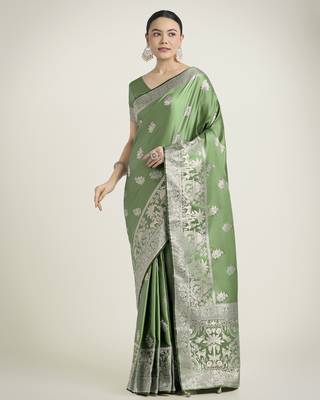wine silk blend banarasi jacuard work saree with unstitched blouse piece 1