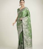 wine silk blend banarasi jacuard work saree with unstitched blouse piece