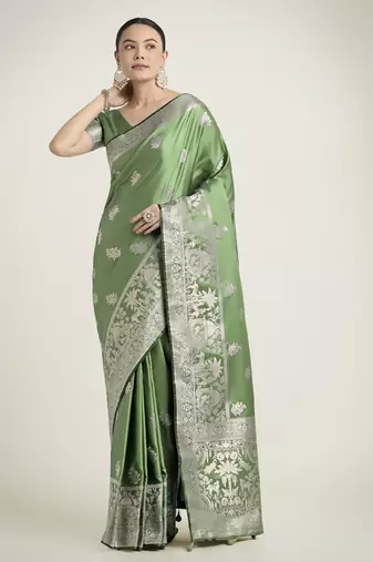 wine silk blend banarasi jacuard work saree with unstitched blouse piece