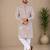 Color unique cross pattern white thread embroidery with silver sequence silk men's kurta payjama set