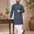 Navy blue color traditional chikankari embroidery cotton men's kurta payjama set