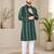 Dark green color digital print with chikankari embroidery work rayon men's kurta payjama set