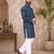 Navy blue color traditional chikankari embroidery cotton men's kurta payjama set