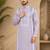 Lavender color embroidery and silver sequence work silk men's kurta payjama set