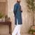 Navy blue color traditional chikankari embroidery cotton men's kurta payjama set
