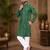 Dark green color traditional chikankari embroidery cotton men's kurta payjama set